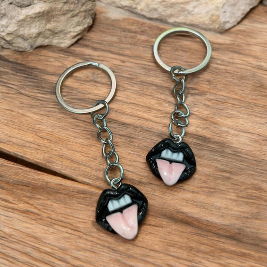 Black lips keychains , blacks lips , rock starts lips , Goth lips, goth lips keychains