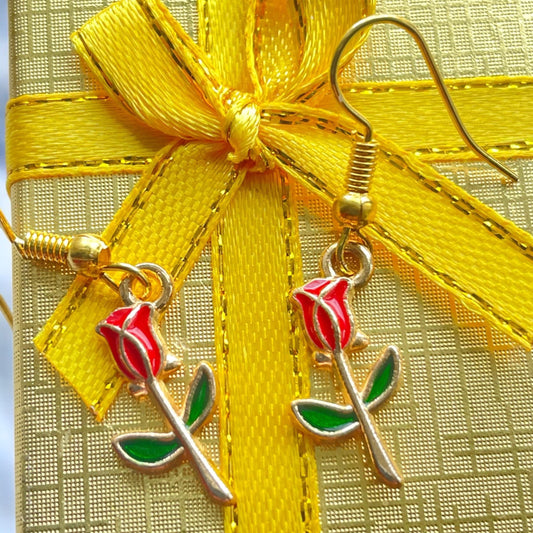 Roses earring , red roses earrings , for her , anniversary , birthday