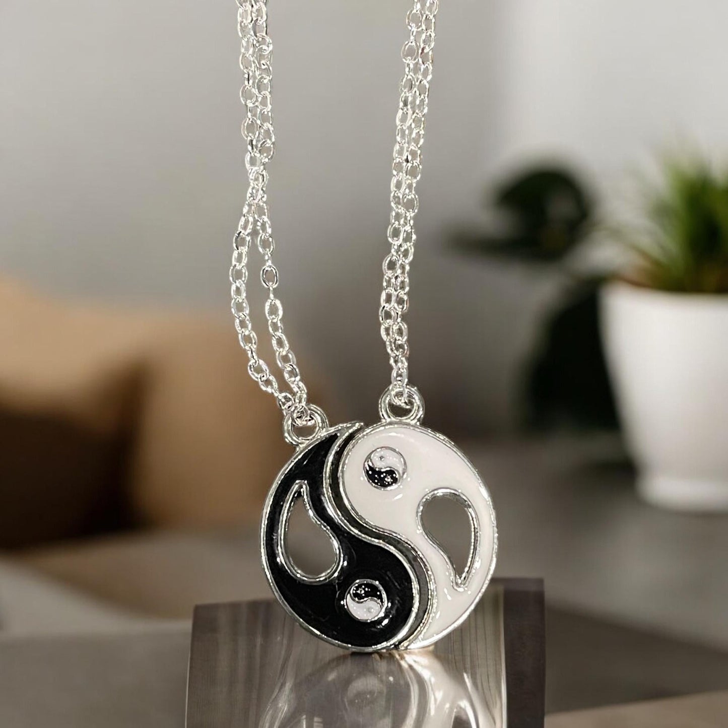 Ying and Yang themed necklace comes as set for you and your loved one