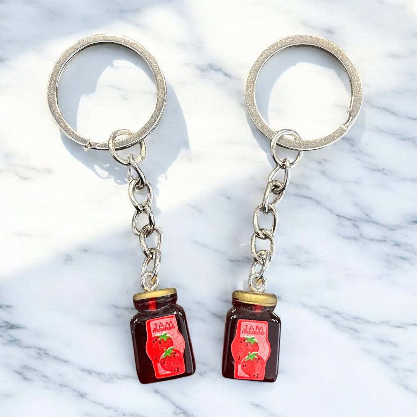 Jam jar keychain, strawberry jam keychain, strawberry jam jar , jam jar