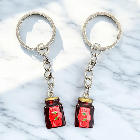 Jam jar keychain, strawberry jam keychain, strawberry jam jar , jam jar
