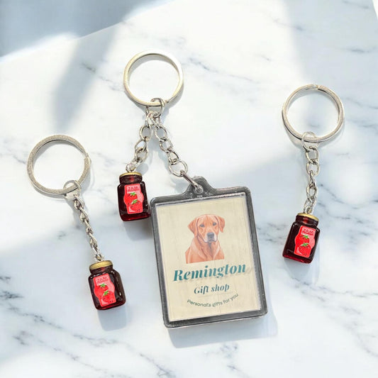 Jam jar keychain, strawberry jam keychain, strawberry jam jar , jam jar