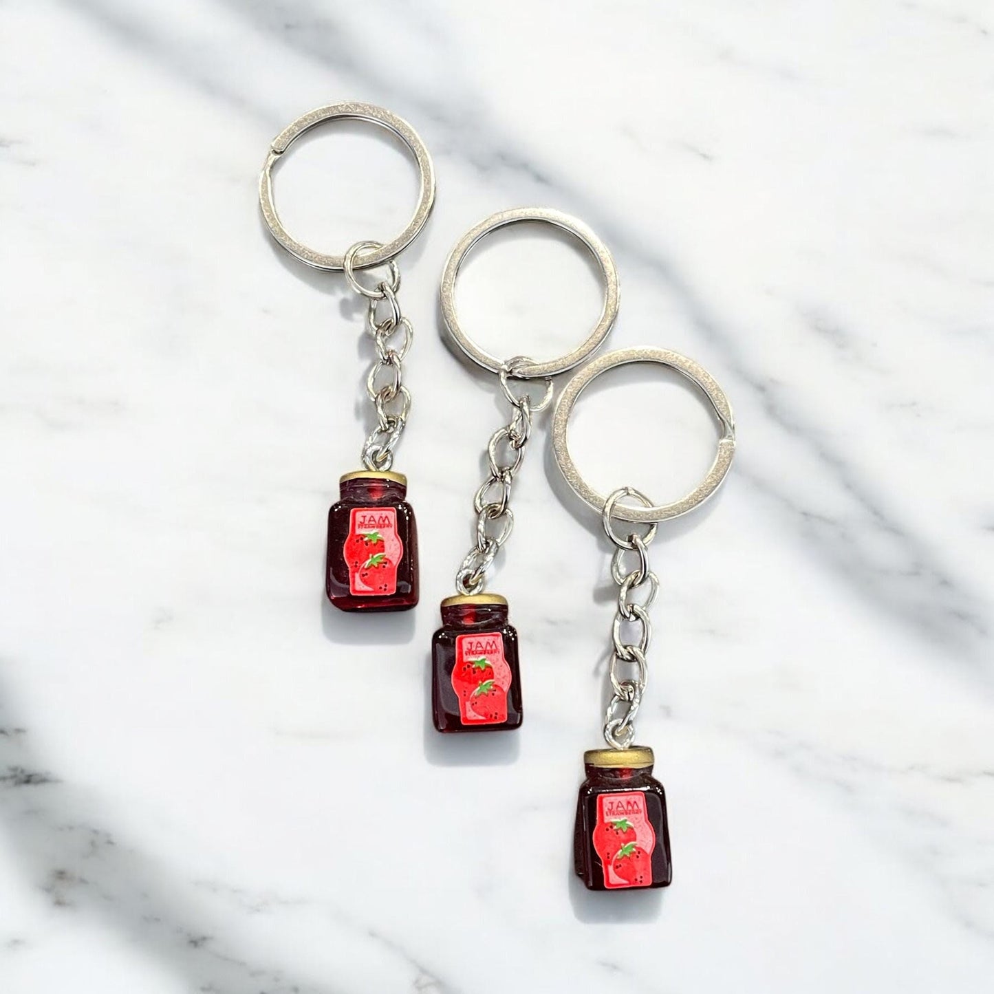 Jam jar keychain, strawberry jam keychain, strawberry jam jar , jam jar