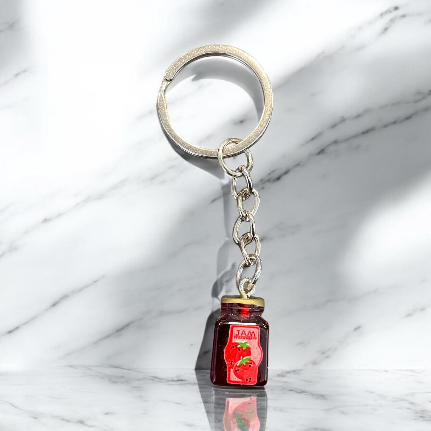 Jam jar keychain, strawberry jam keychain, strawberry jam jar , jam jar