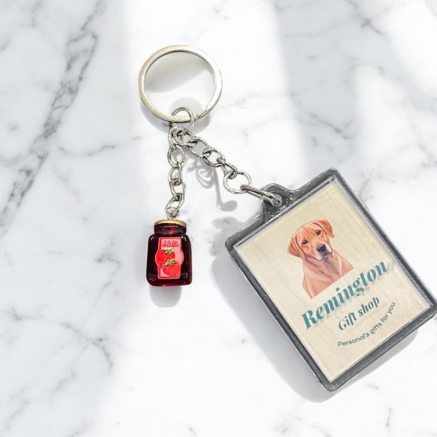 Jam jar keychain, strawberry jam keychain, strawberry jam jar , jam jar
