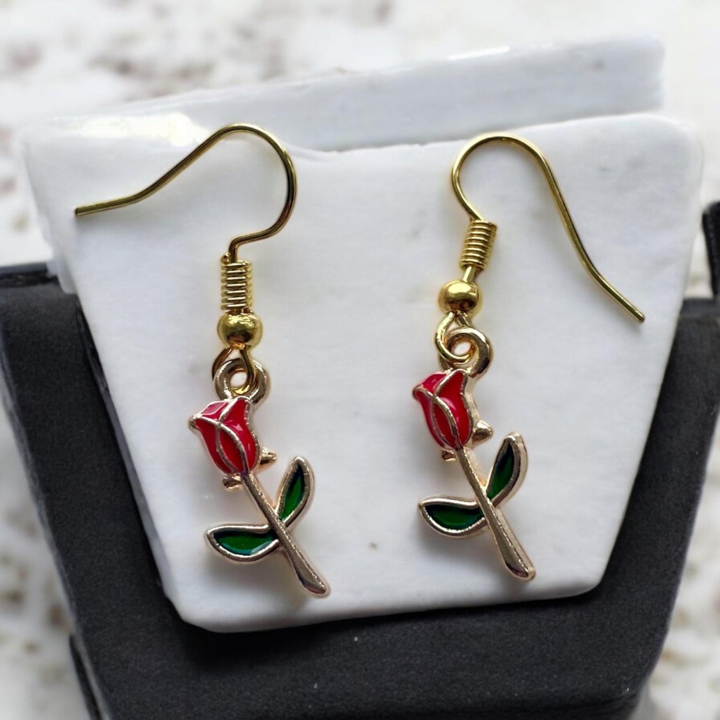 Roses earring , red roses earrings , for her , anniversary , birthday